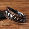 Men's Fashion Braided Leather Bracelet With Alloy Magnetic Buckle And Letter Pattern
