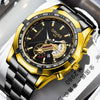 Men's Fashion Business Alloy And Stainless Steel Automatic Non Mechanical Round Dial Luminous Waterproof Watch