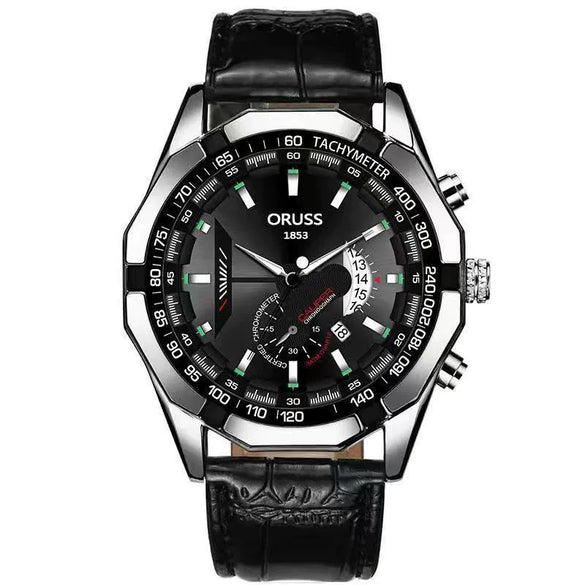 Men's Fashion Business Alloy And Stainless Steel Automatic Non Mechanical Round Dial Luminous Waterproof Watch