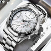 Men's Fashion Business Alloy And Stainless Steel Automatic Non Mechanical Round Dial Luminous Waterproof Watch
