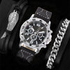 Men's Fashion Business Quartz Watch Metal Case Imitation Leather Strap Titanium Buckle Round Dial
