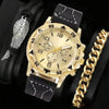 Men's Fashion Business Quartz Watch Metal Case Imitation Leather Strap Titanium Buckle Round Dial