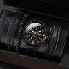 Men's Fashion Casual Alloy And Imitation Leather Quartz Watch With Round Dial And Stainless Steel Clasp