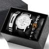 Men's Fashion Casual Alloy And Imitation Leather Quartz Watch With Round Dial And Stainless Steel Clasp