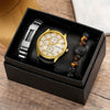 Men's Fashion Casual Alloy And Imitation Leather Quartz Watch With Round Dial And Stainless Steel Clasp