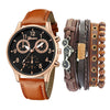Men's Fashion Casual Alloy And Imitation Leather Quartz Watch With Round Dial And Stainless Steel Clasp