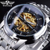 Men's Fashion Casual Hollow Automatic Mechanical Watch Alloy Case Mineral Reinforced Glass Mirror Round Dial