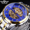 Men's Fashion Casual Hollow Automatic Mechanical Watch Alloy Case Mineral Reinforced Glass Mirror Round Dial