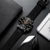 Men's Fashion Casual Quartz Watch With Round Dial Alloy Case Imitation Leather Strap And Stainless Steel Buckle