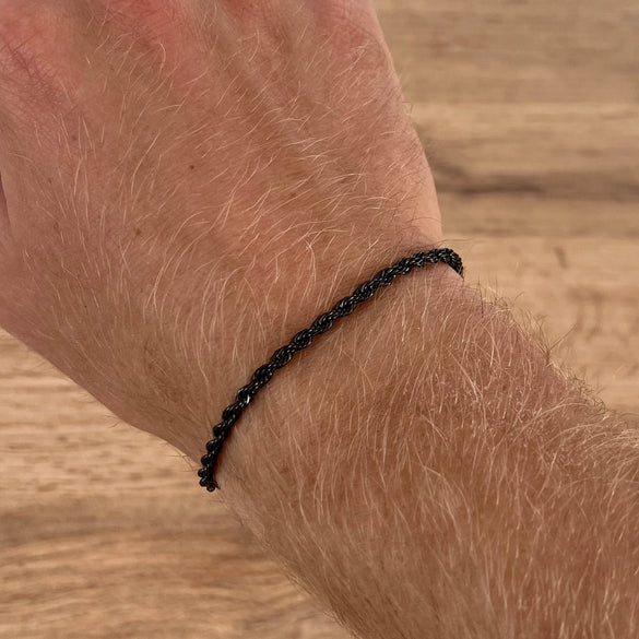 Men's Fashion Copper Twisted Rope Bracelet With Geometric Cuban Chain Style Electroplated Simple Trend Accessory