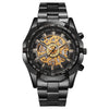 Men's Fashion Electroplating Tungsten Steel Alloy Leisure Automatic Imitation Mechanical Round Dial Watch