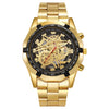 Men's Fashion Electroplating Tungsten Steel Alloy Leisure Automatic Imitation Mechanical Round Dial Watch