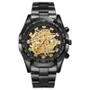 Men's Fashion Electroplating Tungsten Steel Alloy Leisure Automatic Imitation Mechanical Round Dial Watch