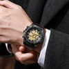 Men's Fashion Electroplating Tungsten Steel Alloy Leisure Automatic Imitation Mechanical Round Dial Watch