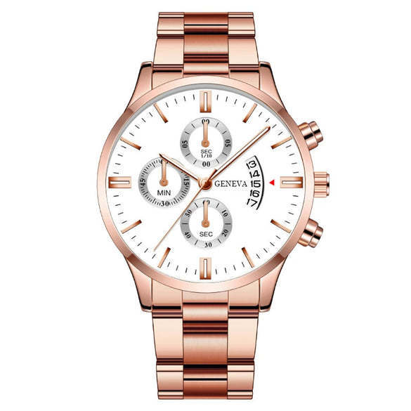 Men's Fashion Metal And Stainless Steel Band Quartz Watch With Round Dial