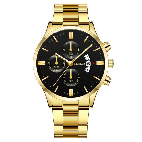 Men's Fashion Metal And Stainless Steel Band Quartz Watch With Round Dial
