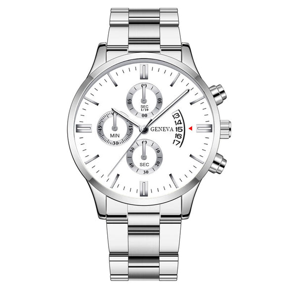 Men's Fashion Metal And Stainless Steel Band Quartz Watch With Round Dial