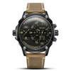 Men's Fashion Movement Multifunctional Genuine Leather Quartz Watch With Alloy Case And Round Dial