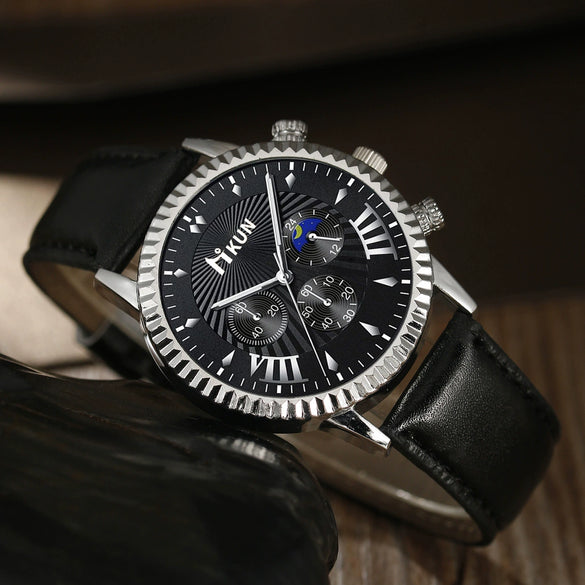 Men's Fashion Quartz Belt Watch Sunglasses Wallet 3Piece Gift Box Set With Stainless Steel Buckle Imitation Leather Strap Alloy Case And Round Dial