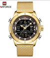 Men's Fashion Quartz Electronic Watch Stainless Steel Mesh Belt Round Dial Metal Case