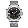 Men's Fashion Quartz Electronic Watch Stainless Steel Mesh Belt Round Dial Metal Case