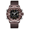 Men's Fashion Quartz Electronic Watch Stainless Steel Mesh Belt Round Dial Metal Case