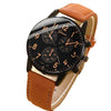 Men's Fashion Quartz Watch And Woven Bracelet Set Pu Strap Alloy Buckle Round Dial