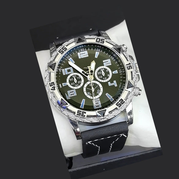 Men's Fashion Quartz Watch With Alloy Case Pu Strap And Stainless Steel Buckle Round Dial