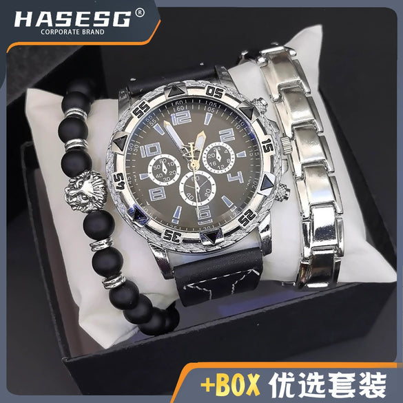 Men's Fashion Quartz Watch With Alloy Case Pu Strap And Stainless Steel Buckle Round Dial