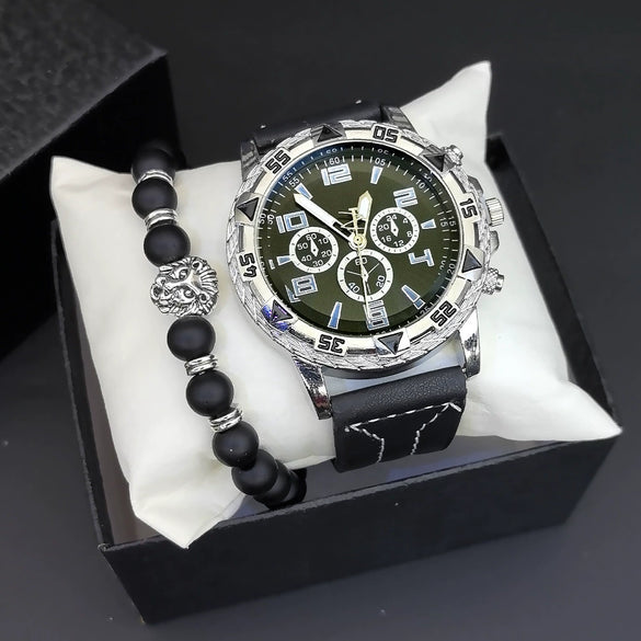 Men's Fashion Quartz Watch With Alloy Case Pu Strap And Stainless Steel Buckle Round Dial