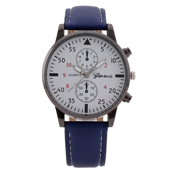 Men's Fashion Quartz Watch With Metal Case Imitation Leather Strap And Stainless Steel Buckle Round Dial
