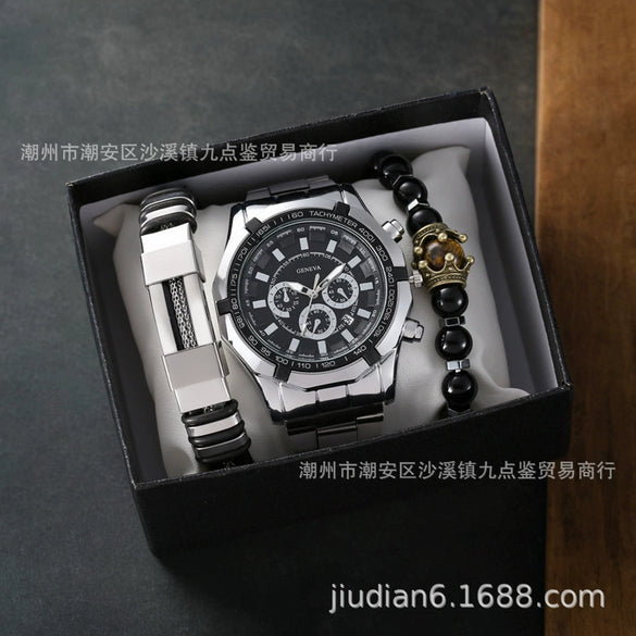 Men's Fashion Quartz Wristwatch With Alloy Case Round Dial And Imitation Leather Strap