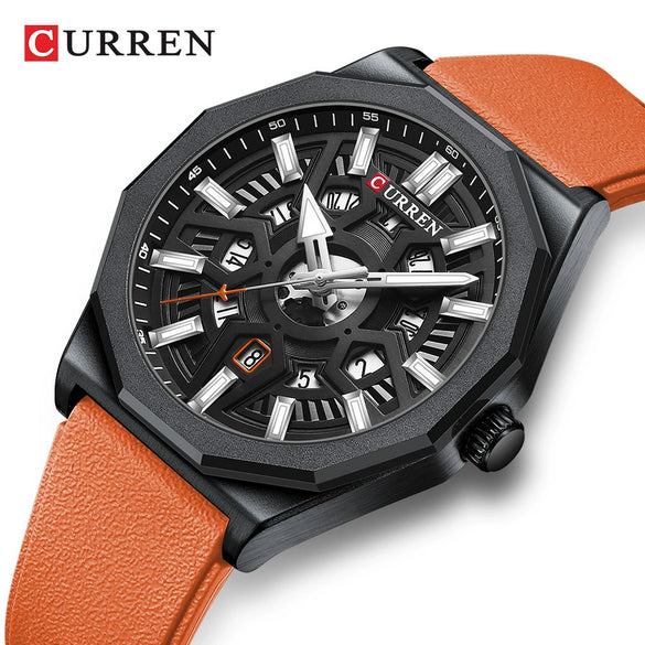 Men's Fashion Sports Alloy Quartz Watch With Polygon Hollow Design And Mineral Reinforced Mirror