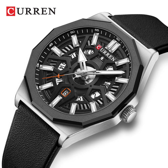 Men's Fashion Sports Alloy Quartz Watch With Polygon Hollow Design And Mineral Reinforced Mirror