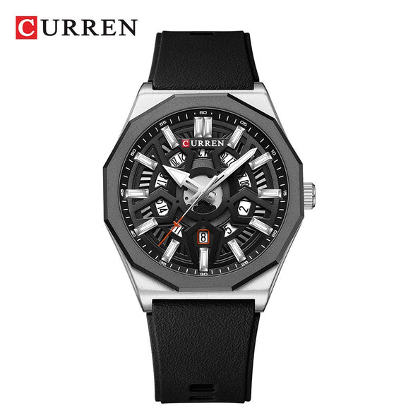 Men's Fashion Sports Alloy Quartz Watch With Polygon Hollow Design And Mineral Reinforced Mirror