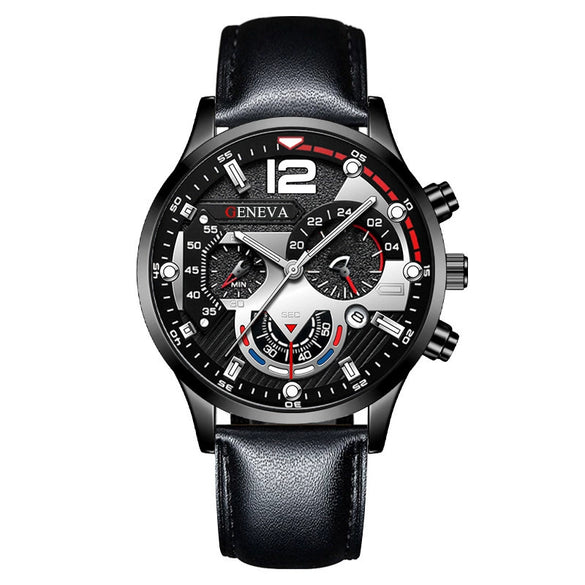 Men's Fashion Sports Luminous Quartz Watch With Metal Case And Belt Strap Round Dial