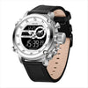 Men's Fashion Sports Watch With Genuine Leather Strap Alloy Case And Mineral Strengthened Glass Mirror Round Dial