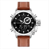 Men's Fashion Sports Watch With Genuine Leather Strap Alloy Case And Mineral Strengthened Glass Mirror Round Dial