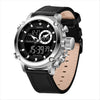 Men's Fashion Sports Watch With Genuine Leather Strap Alloy Case And Mineral Strengthened Glass Mirror Round Dial