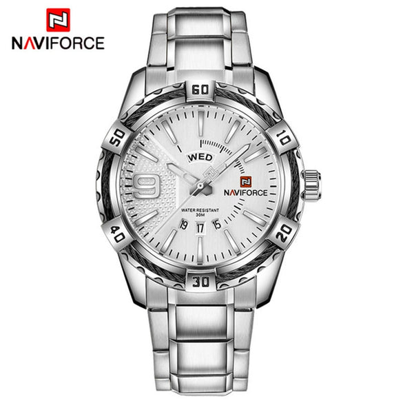 Men's Fashion Stainless Steel Band Quartz Watch With Round Dial And Mineral Strengthened Glass Mirror