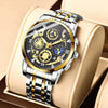 Men's Fashion Stainless Steel Waterproof Calendar Luminous Watch With Round Dial And Mineral Strengthened Glass Mirror