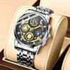 Men's Fashion Stainless Steel Waterproof Calendar Luminous Watch With Round Dial And Mineral Strengthened Glass Mirror