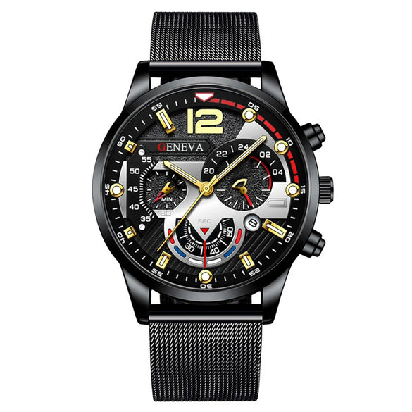 Men's Fashion Trend Stainless Steel Strap Luminous Quartz Watch With Round Dial