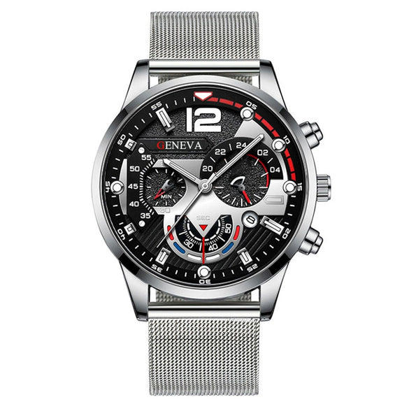 Men's Fashion Trend Stainless Steel Strap Luminous Quartz Watch With Round Dial