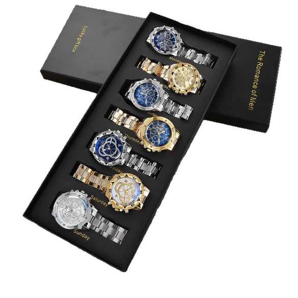 Men's Fashion Watches Gift Suit Alloy Case Iron Belt Round Dial Leisure Style