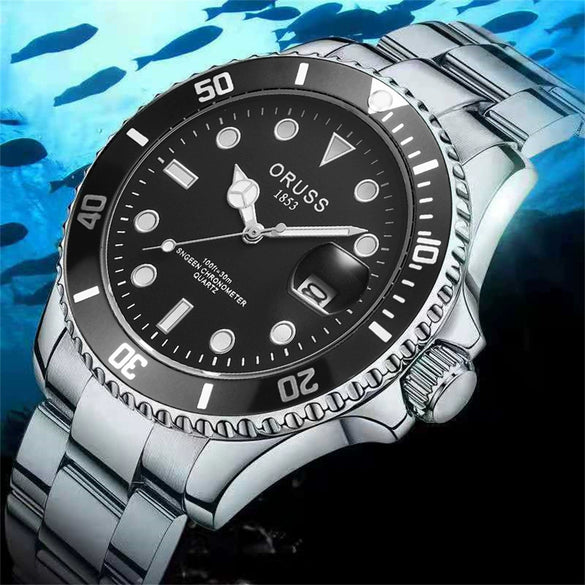 Men's Fashion Waterproof Luminous Watch Alloy Band Round Dial