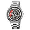 Men's Fashion Waterproof Watch With Alloy Case Stainless Steel Band And Round Cut Out Rotatable Dial