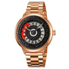 Men's Fashion Waterproof Watch With Alloy Case Stainless Steel Band And Round Cut Out Rotatable Dial