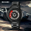 Men's Fashion Waterproof Watch With Alloy Case Stainless Steel Band And Round Cut Out Rotatable Dial