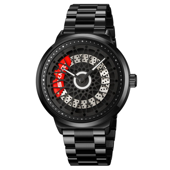 Men's Fashion Waterproof Watch With Alloy Case Stainless Steel Band And Round Cut Out Rotatable Dial